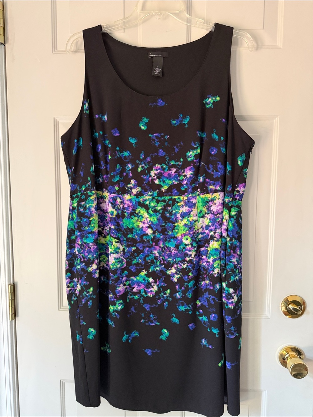 Avenue Black Sleeveless Dress with Blue, Green & Purple Floral